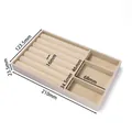 Beige fluwelen sieradentray met ringgleuven en afmetingsmarkeringen - 3 Rasters / 1 Stuks/Verpakking (123.5x210x23.5mm) / Beige