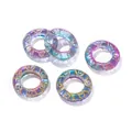 Iridescent ice-transparent glass rings for handcrafted DIY jewelry pendants and bracelets - 2 Pieces (25x5.5mm) / Blue Purple