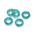 Translucent teal glass rings featuring elegant gold swirl patterns for DIY handmade jewelry crafts - 2 Pieces (25x5.5mm) / Blue