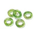 Translucent green glass flat donut beads with golden scroll patterns for DIY jewelry creation - 2 Pieces (25x5.5mm) / Green