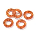 Handmade translucent orange glass safety buckle ring beads with gold spiral patterns for DIY jewelry - 2 Pieces (25x5.5mm) / Orange