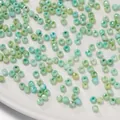 Cuentas rondelle de vidrio jaspeado verde menta 4mm para la creación de joyas artesanales - Amarillo y Verde