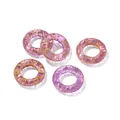 Translucent purple glass ring charms with gold swirls for DIY jewelry making - 2 Pieces (25x5.5mm) / Purple