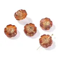 Amber flower glass beads with gold accents for DIY handmade jewelry accessories - Flower Shape (AC4783) / 5 Pieces / Brown