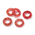 Translucent red glass donut charms with elegant gold pattern for DIY jewelry making - 2 Pieces (25x5.5mm) / Red