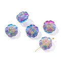 Elegant vintage style blue and purple flower glass beads with gold trim for DIY jewelry crafts - Flower Shape (AC4783) / 5 Pieces / Blue Purple