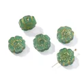 Vintage green gilded flower glass beads for DIY jewelry making handmade accessories - Flower Shape (AC4783) / 5 Pieces / Dark Green