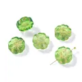 Green glass flower spacer beads with gold-traced petals for DIY jewelry making. - Flower Shape (AC4783) / 5 Pieces / Green