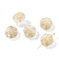 Vintage gold-painted flower glass beads for DIY handmade jewelry making accessories - Flower Shape (AC4783) / 5 Pieces / Gold Pink