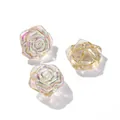 Iridescent translucent rose glass beads with gold painted edges for DIY jewelry making - Imported Colorful