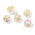 Vintage iridescent flower glass beads with gold accents for DIY jewelry making - Flower Shape (AC4783) / 5 Pieces / Imported Colorful