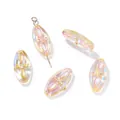 Perle ovali in vetro ceco giallo iridescente 9,5x20mm per la creazione di gioielli fai-da-te - 5 Pezzi/Confezione (9.5x20mm) / Colorato Importato