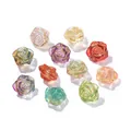 Translucent rose flower beads with gold accents for DIY jewelry making - Mixed Random