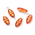 Perle ovali in vetro ceco ambra vintage per la creazione di gioielli fai da te, 9,5x20 mm - 5 Pezzi/Confezione (9.5x20mm) / Arancione