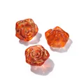 Premium translucent amber glass rose beads with gold trim for DIY jewelry creations - Orange Red