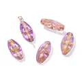 Perle ovali in vetro ceco vintage viola e oro per gioielli fai da te 9.5x20mm - 5 Pezzi/Confezione (9.5x20mm) / Viola