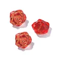 Translucent red glass rose beads with elegant gold rim for creative DIY jewelry making - Red