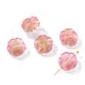 Vintage pink flower glass beads with gold accents for DIY jewelry necklace making - Flower Shape (AC4783) / 5 Pieces / Pink