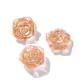 Elegant pink translucent 3D glazed rose beads with gold-painted edges for DIY - Yellow Pink