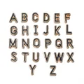 Lot de 26 perles alphabet A-Z en alliage doré et émail noir pour création de bijoux DIY - Lettre A / 5 Pièces / Noir