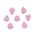 Elegantes cuentas de flores de lirio de los valles rosa perlado para accesorios de pelo - 7.5*8mm/Agujero 1.4mm (50 Piezas/Paquete) / Rosa