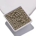 Cuentas redondas de piedra de lava gris para joyería DIY en bandeja blanca - Paquete de 10 / Piedra Volcánica - Verde Gris / 4mm