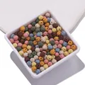 Cuentas redondas de piedra de lava volcánica porosa de colores para hacer joyas de bricolaje - Paquete de 10 / Piedra Volcánica - Mezcla Aleatoria / 4mm