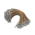 Tan 2mm wax cord bundle featuring double silver lobster clasps for DIY jewelry making - 10pcs/pack / Coffee