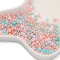 Assorted pastel pink, peach, and blue ABS non-perforated imitation pearls for DIY crafts - Approx. 10g/Bag (3-7.5mm) / Iridescent No Hole Artificial Pearl - Orange Blue Pink Series (AC4093)