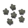 Dark green star-shaped lava stone beads for handmade DIY jewelry making and craft projects - 1 Piece / Lava Stone Army Green