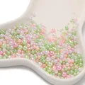 Mixed pastel pink, green, and white ABS imitation pearls for DIY bead jewelry crafts - Approx. 10g/Bag (3-7.5mm) / Iridescent No Hole Artificial Pearl - Pink Green Series (AC4093)