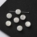 Χειροποίητα αξεσουάρ κοσμημάτων DIY, φυσική χάντρα από κοχύλι με χρυσό γράμμα Μ - 2 Τεμάχια (8.5x4.5mm) / Γράμμα M (Περλέ λευκό)