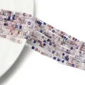 Close-up of macaron cube glass beads in mixed colors for DIY jewelry making accessories. - 2mm (Approx 165 pcs/Strand) / Deep Blue-Purple System