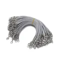 Grey 2mm Korean wax cord with double alloy lobster clasps for DIY jewelry crafts 13cm - 10pcs/pack / Gray