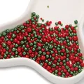 Red and green ABS mixed-size non-porous faux pearls for DIY jewelry craft making. - Approx. 10g/Bag (3-7.5mm) / Iridescent No Hole Artificial Pearl - Red Green Series (AC4093)