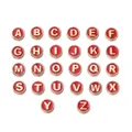 Full set of 26 red and gold round alloy alphabet beads for DIY jewelry. - Letter A / 5 Pieces / Red