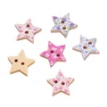 Bottoni in legno a forma di stella floreale con due fori per cucito fai-da-te e moda - Fiore Stella / Confezione da 10