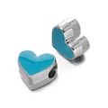 Two bright blue heart-shaped CCB large hole spacer beads for DIY jewelry bracelet making - Heart Bead / 5 Pieces / Blue