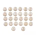Set of 26 alloy round alphabet beads A-Z in gold and white finish - Letter A / Pack of 5 / White