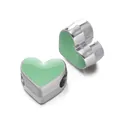 Green enamel heart-shaped CCB large hole bead for DIY bracelet jewelry making - Heart Bead / 5 Pieces / Green