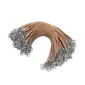 Premium light brown 2mm Korean wax cord lanyard with double lobster clasps, 13cm length - 10pcs/pack / Khaki
