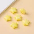 Candy yellow acrylic star beads with straight holes for DIY jewelry making - 19x20mm / 5 Pieces / Light Yellow
