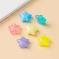 Mixed candy color acrylic star beads with straight holes for DIY handmade jewelry crafts - 19x20mm / 5 Pieces / Mixed Colors