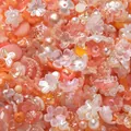 Mixed orange and peach acrylic flower petal beads for DIY jewelry and nail art crafts - (5-15mm) 20 Grams / Orange Series