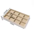 Beige fluwelen sieraden organizer tray met 12 vakken en maten - 12 Grids / 1 Stuks/Verpakking (123.5x210x23.5mm) / Beige