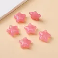 Pink candy-colored acrylic star beads with vertical holes for DIY jewelry and hair accessories - 19x20mm / 5 Pieces / Pink