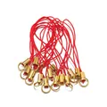 Cordon de téléphone rouge avec anneau en métal doré pour breloques et accessoires DIY - Or Rouge Vif