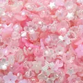 Mixed pink acrylic beads in flower star and bow shapes for DIY jewelry craft making - (5-15mm) 20 Grams / Pink Series