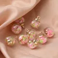 Leuke aardbei polymeerklei schijfjes in transparante glazen bol hangers voor DIY sieraden - 10 Stuks/Verpakking (16x22mm) / Aardbeiroze
