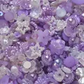 Mixed purple acrylic beads in flower and star shapes for DIY jewelry and nail art decoration. - (5-15mm) 20 Grams / Purple Series